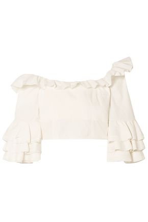 Thelma one-shoulder ruffled cotton and silk-blend blouse | BROCK COLLECTION | Sale up to 70% off | THE OUTNET