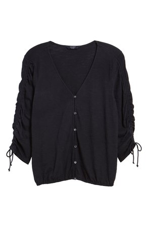 Lucky Brand Ruched Sleeve Top black