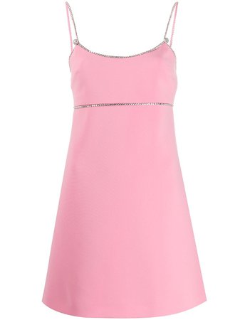 Miu Miu Crystal-Embellished Mini Dress MF35571LW6 Pink | Farfetch