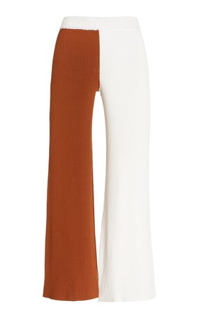 Staud Fama Colorblocked Ribbed-Knit Pants