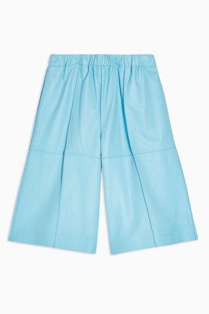 **Blue Leather Bermuda Shorts By Topshop Boutique | Topshop