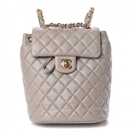 CHANEL Calfskin Quilted Mini Urban Spirit Backpack Grey 454340