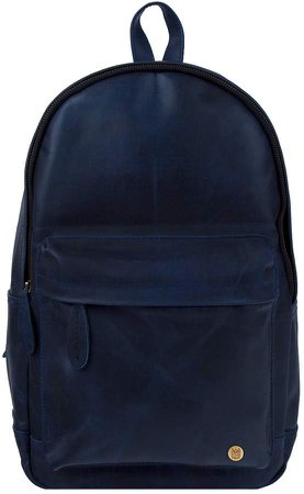 MAHI Leather - Leather Classic Backpack Rucksack In Navy