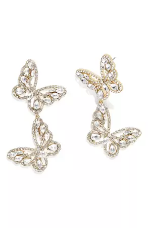BaubleBar Crystal Butterfly Statement Drop Earrings | Nordstrom