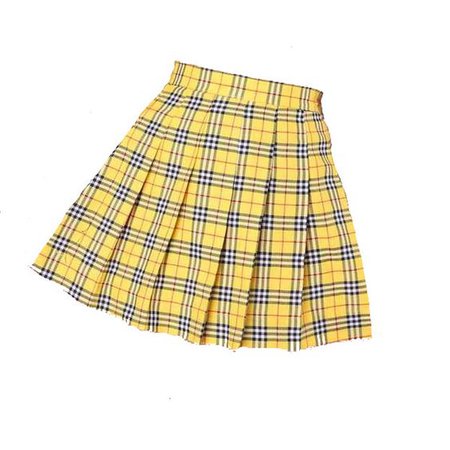 Yellow Pleated plaid skirt
