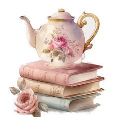 Vintage Teapot - Art - Teapot/Books - Art