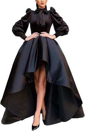 Amazon.com: Promworld Women's High Neck Velet High Low Ball Gowns Long Sleeve Puffy Prom Dresses : Clothing, Shoes & Jewelry