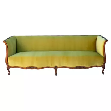 Antique French Louis XV Velvet Sofa For Sale at 1stDibs