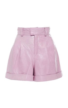 Cameron Metallic Leather Shorts by Nour Hammour SS19