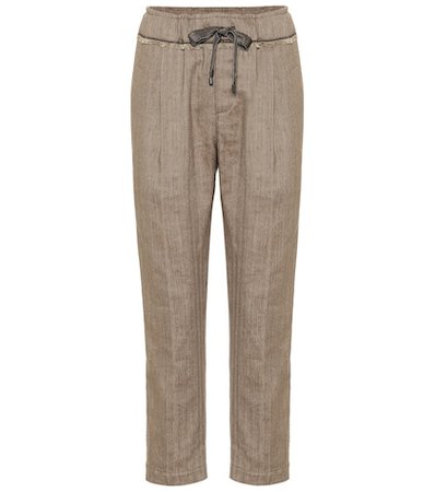 Cotton and linen cropped pants