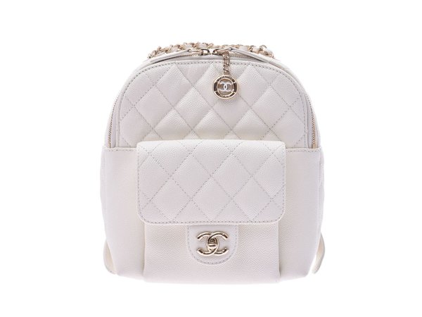 Ginzo Rakuten Ichiba Shop: Chanel matelasse mini-backpack white G metal fittings Lady's caviar skin rucksack A rank CHANEL guarantee used silver storehouse | Rakuten Global Market