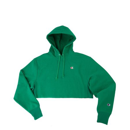 Womens Champion Reverse Weave Cropped Hoodie - Green | Journeys