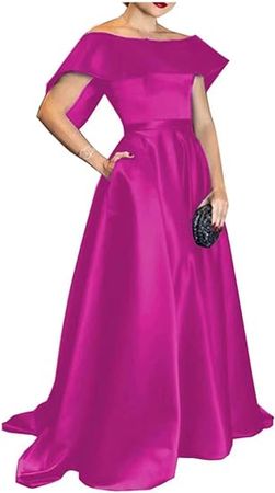 Amazon.com: Ci-ONE Satin Mother of The Bride Dress Long Evening Dresses Formal Cocktail Dress with Cape : Clothing, Shoes & Jewelry