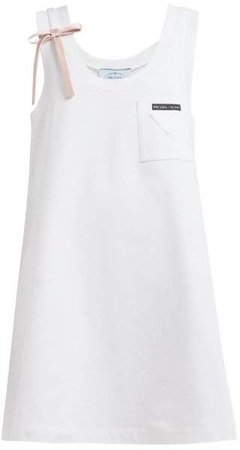 Bow Embellished Cotton Jersey Dress - Womens - White