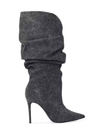 Shop Black Suede Studio Claudia Slouched Heel Boots | Saks Fifth Avenue