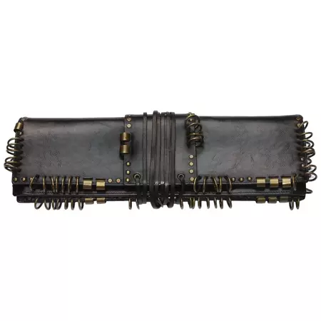 Rare Tom Ford for Yves Saint Laurent S/S 2002 Runway Brown Ring Leather Clutch For Sale at 1stDibs