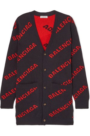 Balenciaga | Intarsia wool-blend cardigan | NET-A-PORTER.COM