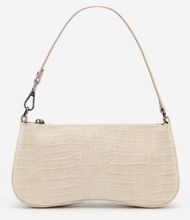 White Croc Leather Baguette Bag