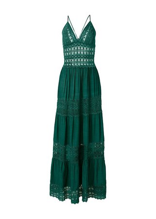 Long Lace Dress in Dark Green | VENUS
