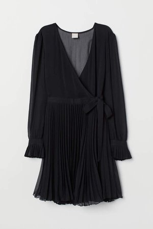 Chiffon Wrap Dress - Black