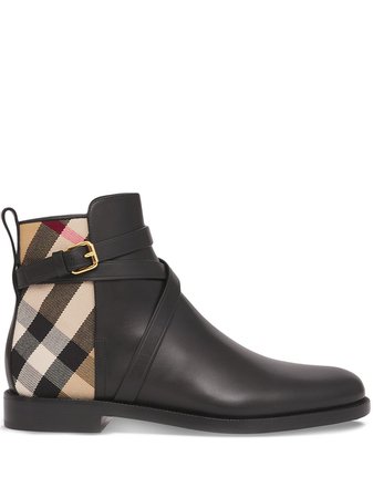 Burberry House Check Panel Ankle Boots - Farfetch