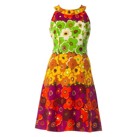 1960S Floral Cotton Mod Dress For Sale at 1stDibs