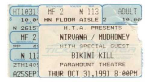 nirvana mudhoney bikini kill ticket 1991