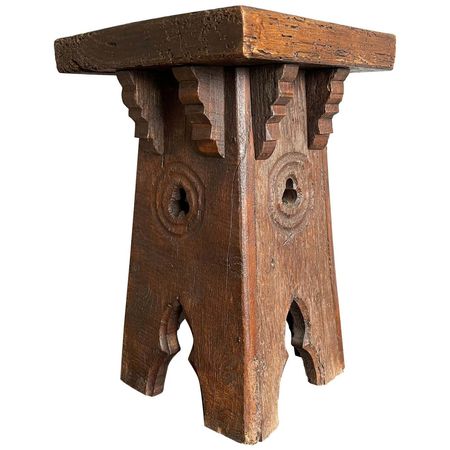 Antique and Strong and Heavy Oak Gothic Revival Plant / Pedestal Stand / End Table For Sale at 1stDibs