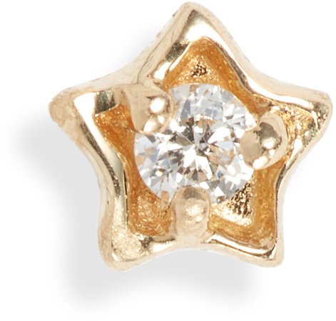 Diamond Solitaire Star Stud Earring