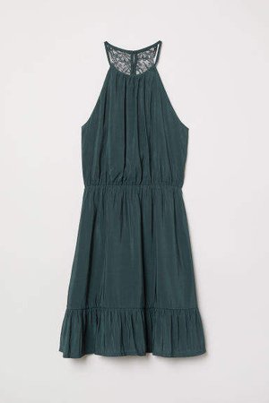Dress with Lace Back - Green