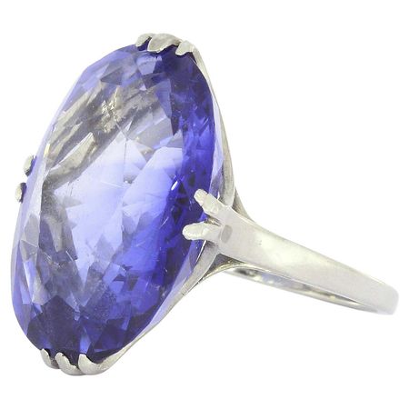 Antique Blue Synthetic Sapphire Cocktail Ring