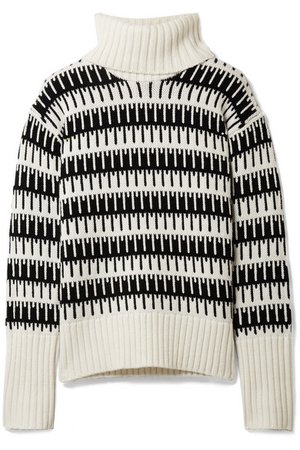 Theory Wyndora intarsia wool and cashmere-blend turtleneck sweater