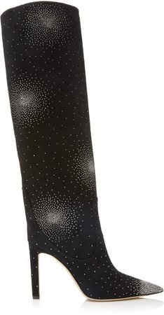 Mavis Crystal-Embellished Suede Boots
