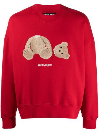 Palm Angels Bear cotton sweatshirt red PMBA026R21FLE0012560 - Farfetch