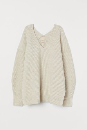 V-neck Wool-blend Sweater - Light beige - Ladies | H&M US