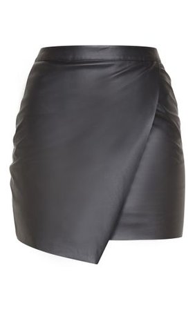 Luisa Black Faux Leather Wrap Mini Skirt | Skirts | | PrettyLittleThing