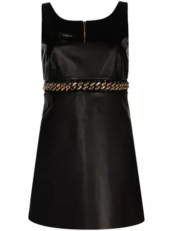 Versace chain-link Detail Leather Minidress - Farfetch