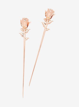 Loungefly Disney Beauty And The Beast Rose Gold Rose Hair Sticks