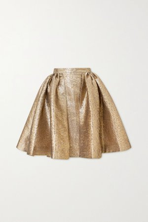 Gold Pleated lamé skirt | Emilia Wickstead | NET-A-PORTER
