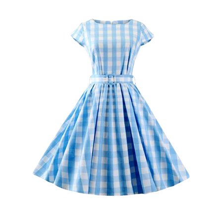 Casual Dresses – Casual 50s Dress Plaid Pleated Waist Swing 1950s Vintage Dress With Pocket