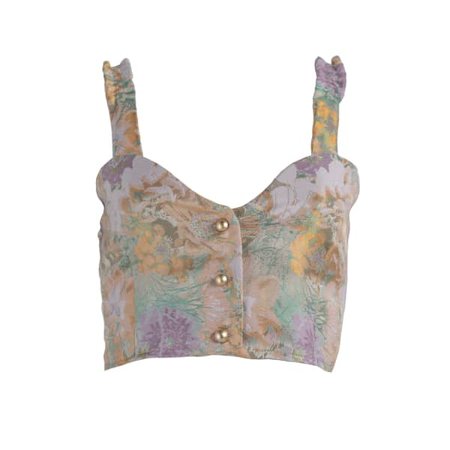 Brocade Button Up Crop Top - Metallic Pastel | relax baby be cool | Wolf & Badger