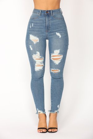 Don't Cha Wish Ankle Jeans - Medium Blue Wash