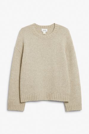 Chunky knit oversized sweater - Beige - Monki GB