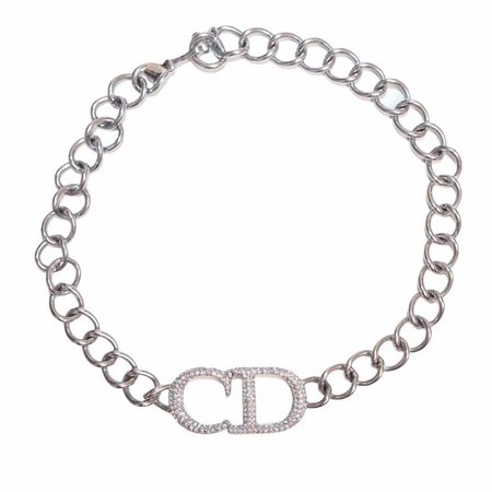 Dior CD Silver Logo Rhinestone Choker. Designed in... - Depop