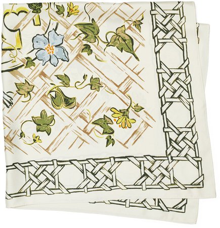 Painted Caning with Birds Silk Square Scarf