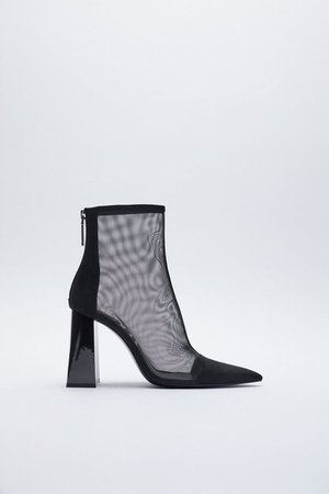 WIDE HEEL MESH ANKLE BOOTS | ZARA United States