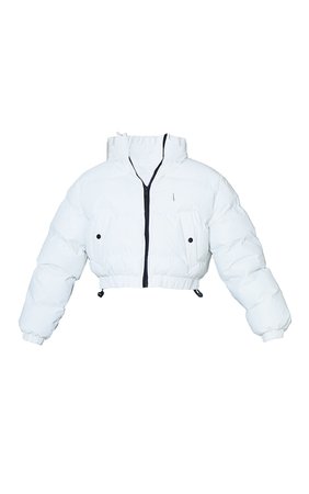 White Reflective Cropped Bubble Puffer Jacket | PrettyLittleThing USA