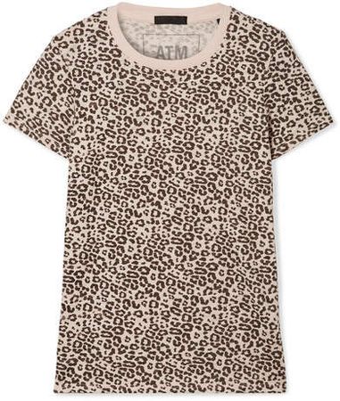 Schoolboy Leopard-print Slub Cotton-jersey T-shirt - Blush