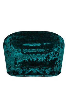 Emerald Velvet Bandeau Crop Top | Tops | PrettyLittleThing