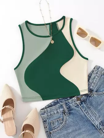 SHEIN EZwear Color Block Tank Top | SHEIN USA
